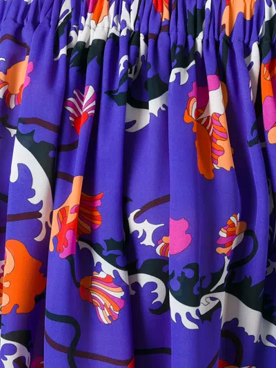 Pucci Off Shoulder Floral Blouse In Blue