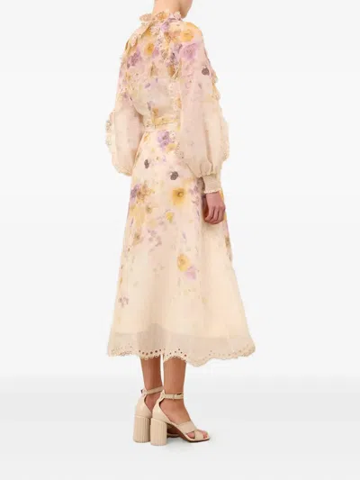 Zimmermann Printed Linen Blend Memento Shirt In Neutral