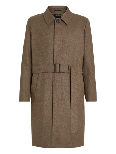 Zegna Oasi Cashmere Coat In Brown