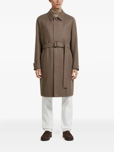 Zegna Oasi Cashmere Coat In Brown