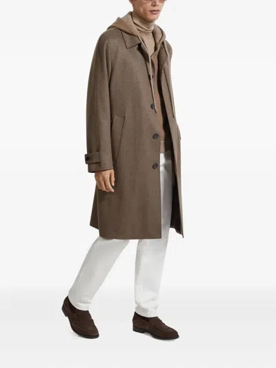 Zegna Oasi Cashmere Coat In Brown