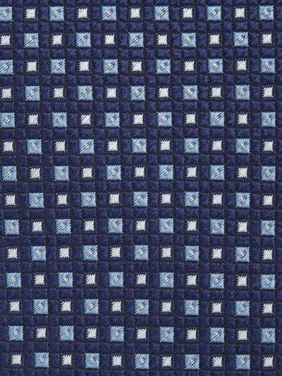 Zegna Geometric-pattern Silk Tie In Blue