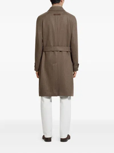 Zegna Oasi Cashmere Coat In Brown
