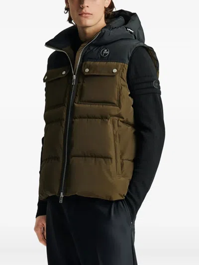 Fusalp Hooded Quilted Bomber Vest In Brown