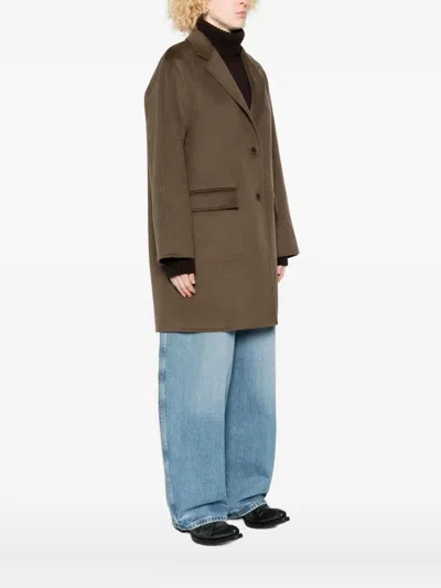 The Dynamis Studio Long-sleeves Patch-pocket Coat In Brown