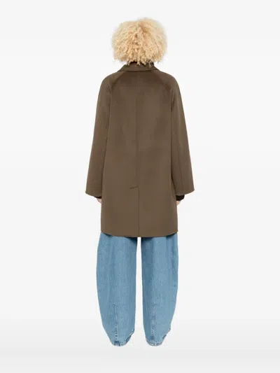 The Dynamis Studio Long-sleeves Patch-pocket Coat In Brown