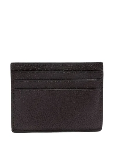 Tom Ford Black Card Holder With Embossed Lgoo Lettering On The Front And Money Clip In Grained Leather Man In Brown