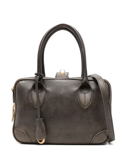 Golden Goose Structured Rectangular Shoulder Bag With Gold-tone Hardware In Brown