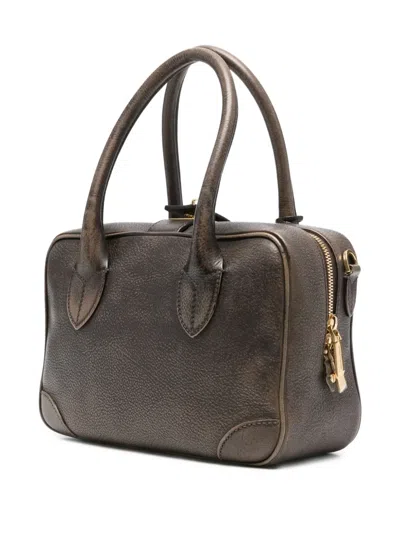 Golden Goose Structured Rectangular Shoulder Bag With Gold-tone Hardware In Brown