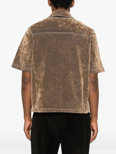 Amiri Velvet Patch-pocket Shirt In Brown