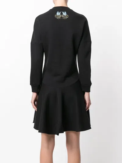 Alexander Mcqueen Dragon Patch Flared Dress In Black