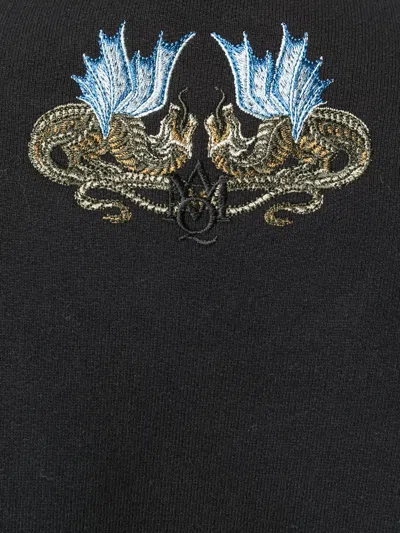 Alexander Mcqueen Dragon Patch Flared Dress In Black