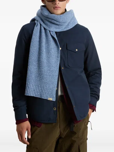 Woolrich Mouline Wool Scarf In Blue