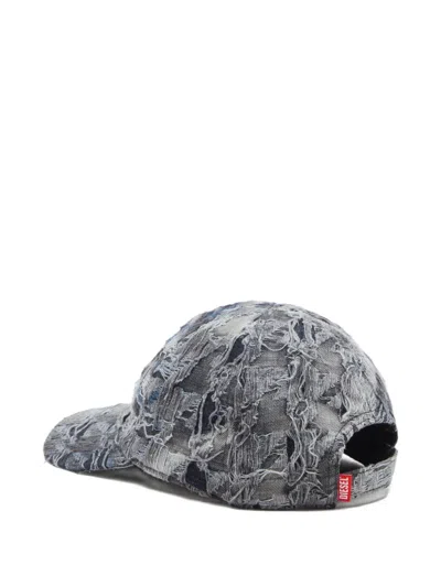 Diesel Curved Brim Distressed Baseball Cap In Blue