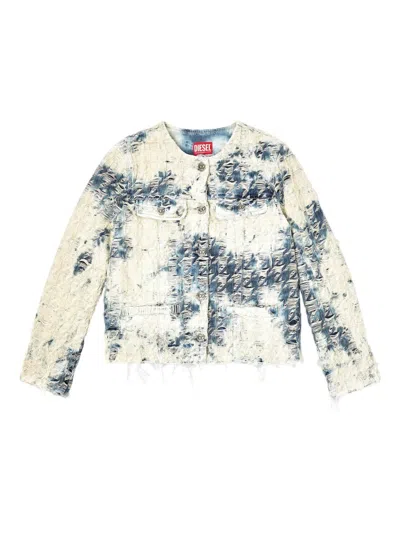 千鸟格纹编织牛仔夹克