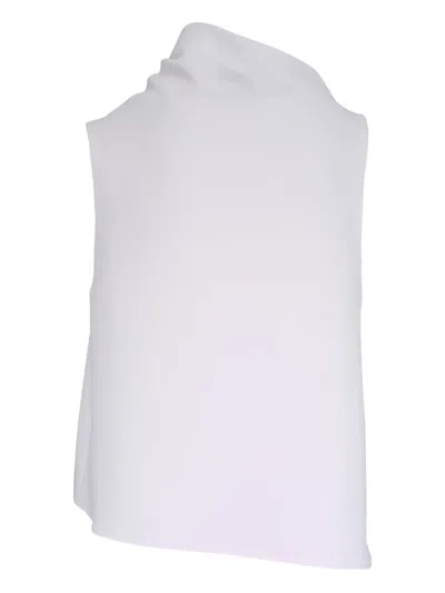 不对称领口无袖上衣