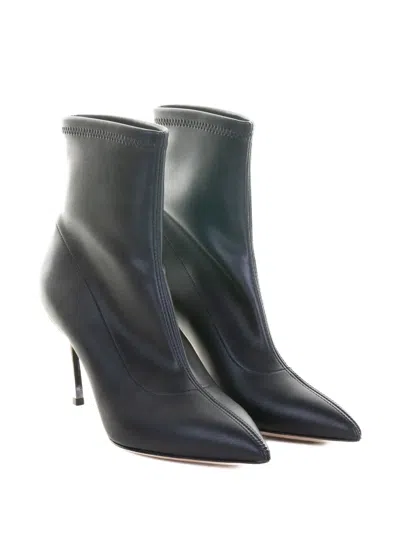 Casadei Metallic-heel Pointed-toe Boots In Black