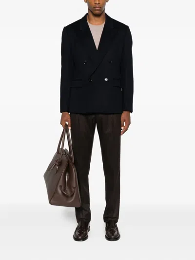 Lardini Double-breasted Wool Jacket In Black