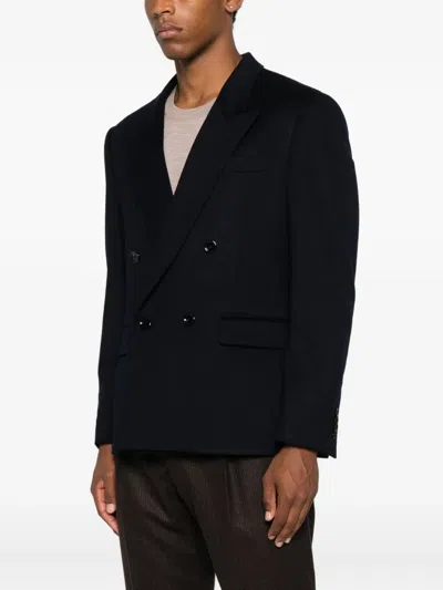 Lardini Double-breasted Wool Jacket In Black