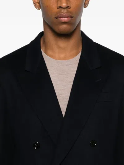 Lardini Double-breasted Wool Jacket In Black