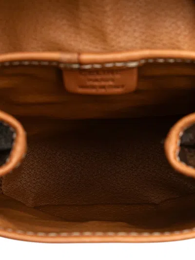 Pre-owned Celine 1995 Mini Macadam Coated Canvas Twin Backpack In Brown