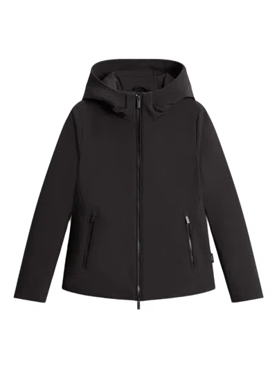 Woolrich Hooded Long Sleeve Parka With Side Pockets In Black