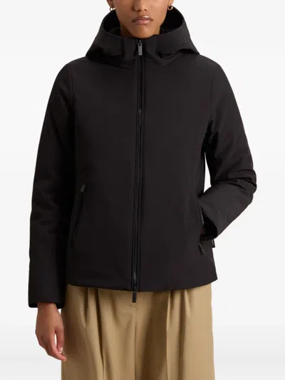 Woolrich Hooded Long Sleeve Parka With Side Pockets In Black