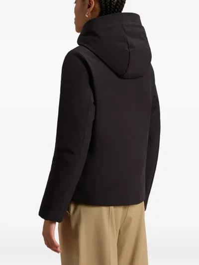 Woolrich Hooded Long Sleeve Parka With Side Pockets In Black