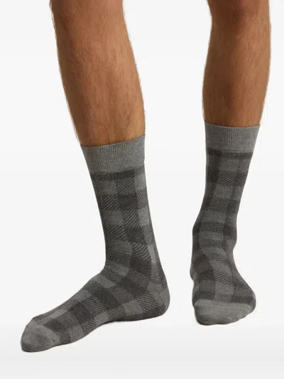 Woolrich Check-pattern Socks (pack Of Two) In Blue