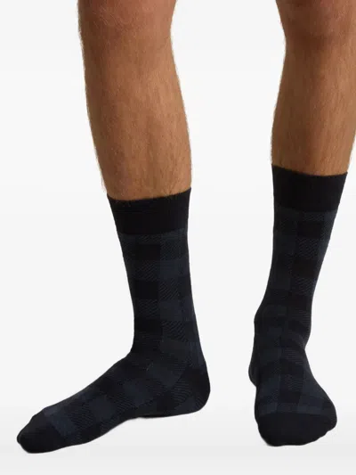 Woolrich Check-pattern Socks (pack Of Two) In Blue