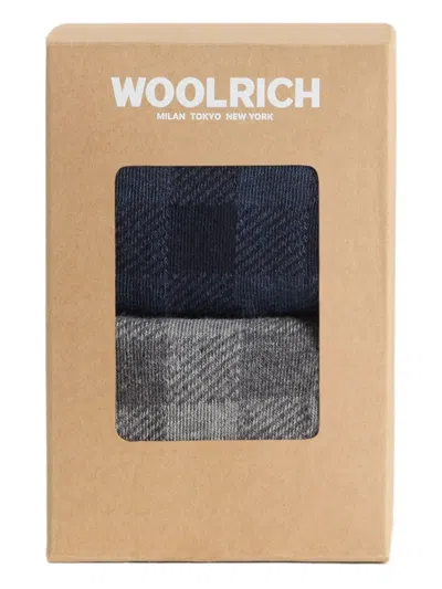 Woolrich Check-pattern Socks (pack Of Two) In Blue