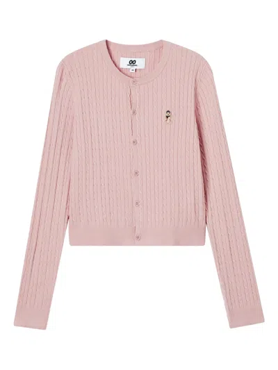 Chocoolate Cable-knit Cardigan (set Of Two) In Pink