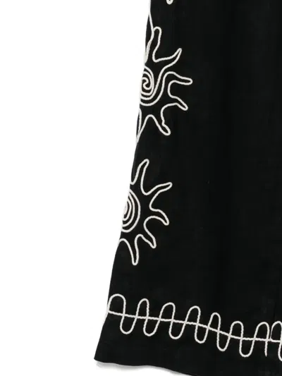 Rails X Lspace Emmie Embroidered Linen Trousers In Black