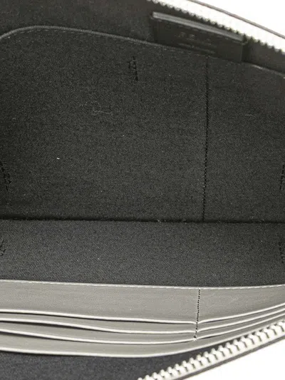 Pre-owned Fendi 2010-2025 Zucca Coated Canvas Ff 1974 Diagonal Vitello Liberty Clutch Bag In White