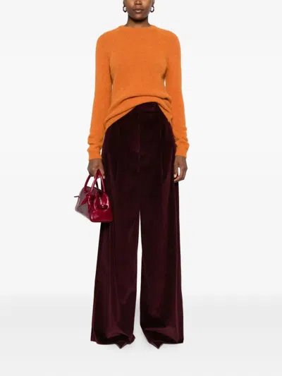 Base Round-neck Long-sleeve Sweater In Orange