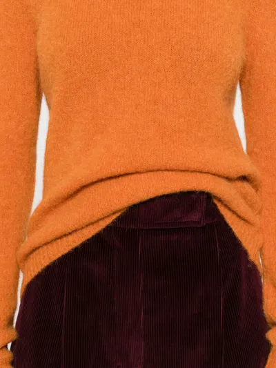 Base Round-neck Long-sleeve Sweater In Orange
