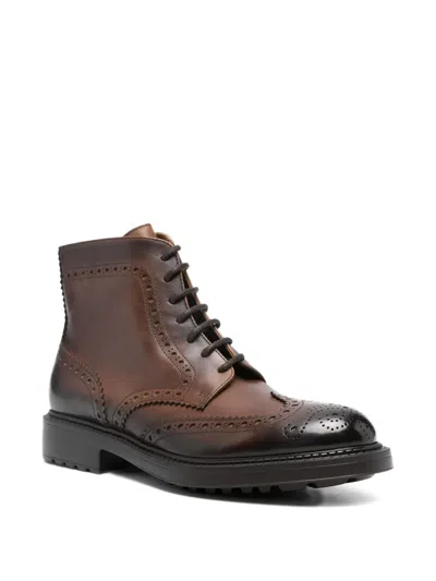 Doucal's Classic Brogue Ankle Boot In Brown