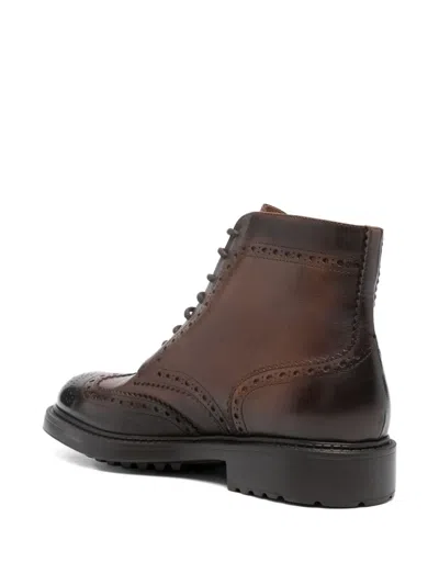 Doucal's Classic Brogue Ankle Boot In Brown