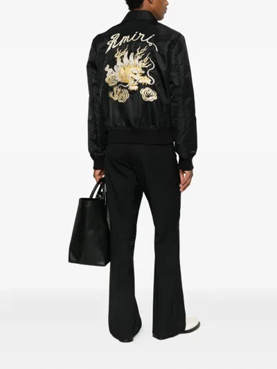Amiri Embroidered Bomber Jacket In Black