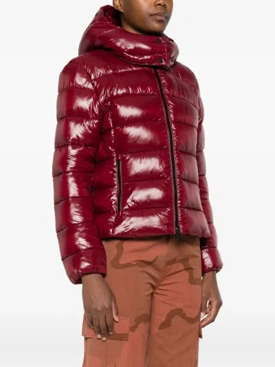 Save The Duck Cropped Puffer-style Jacket With High Collar In Red