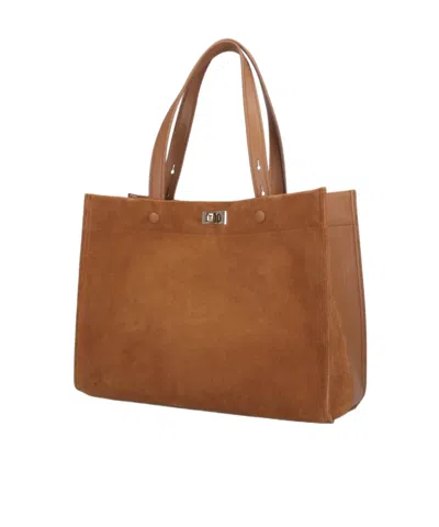 Anya Hindmarch Panelled Top Handle Bag In Brown