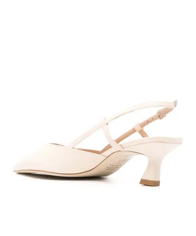 Stuart Weitzman Vinnie Leather Kitten Slingback Pumps In White