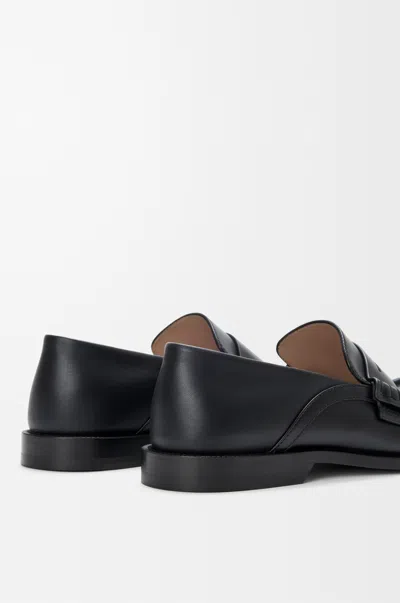 Loewe Penny Strap Round Toe Stitched Detailing Loafers In Black