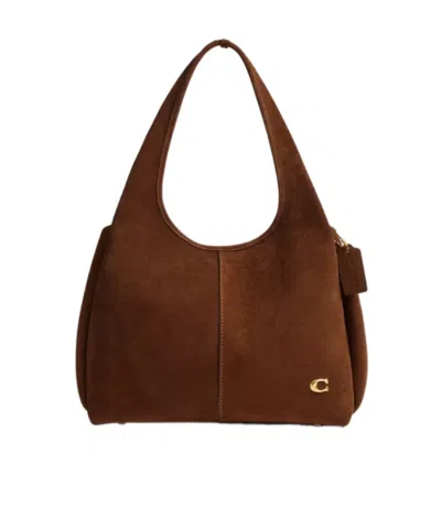 Coach Suede Tote Bag Detachable Strap In Brown