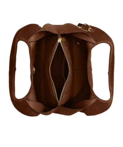 Coach Suede Tote Bag Detachable Strap In Brown