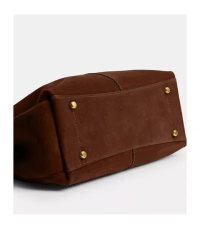 Coach Suede Tote Bag Detachable Strap In Brown