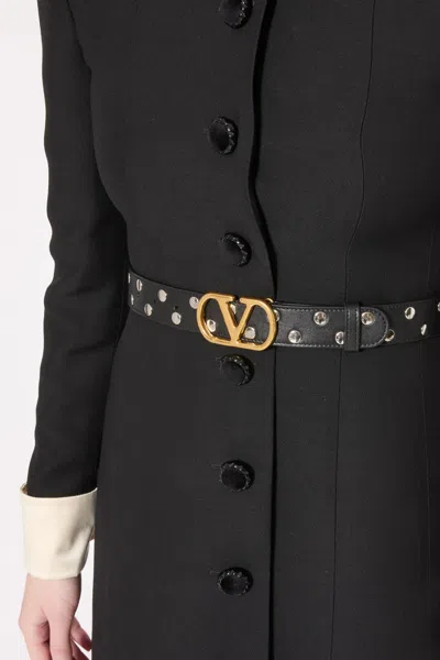Valentino Garavani Vlogo Signature Belt In Shiny Calfskin 30 Mm Woman Black 100 In Black