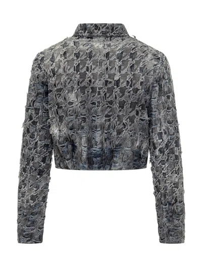Diesel Textured Cropped Blazer Long Sleeves In Black