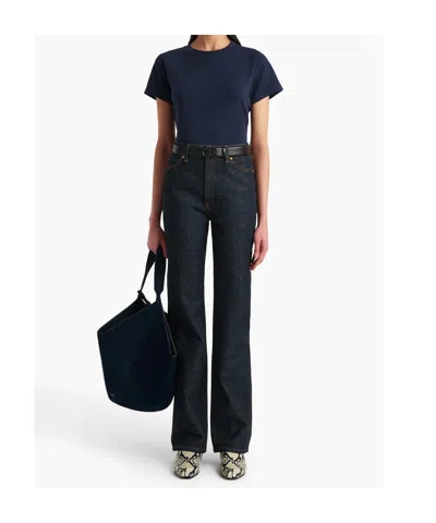 Khaite Womens Benson Bonnie Straight-leg Denim-blend Jeans In Blue
