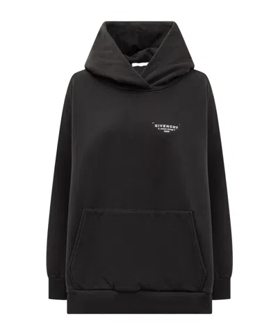 Givenchy Oversized Hooded Sweatshirt Kangaroo Pocket In Black